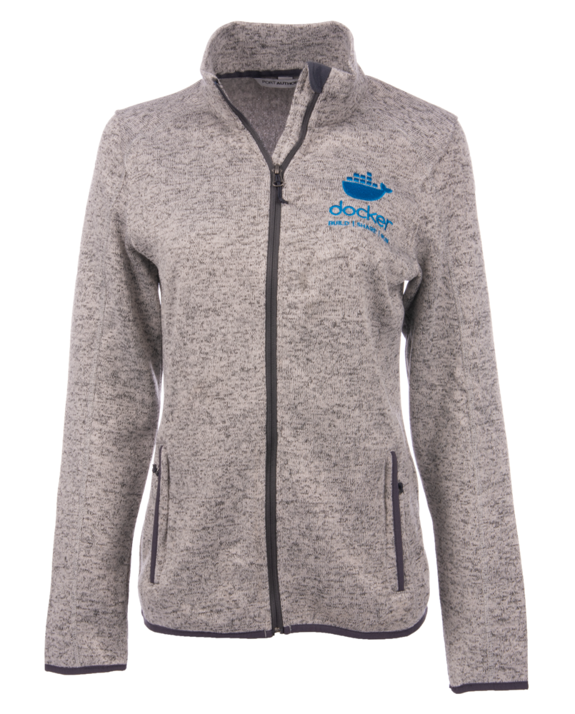 Women's Port Authority Sweater Fleece Jacket - Blue Logo