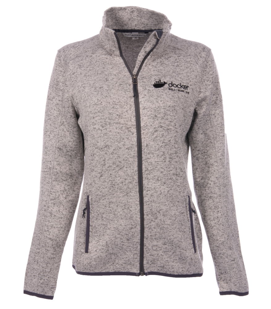 Women's Port Authority Sweater Fleece Jacket - Black Logo