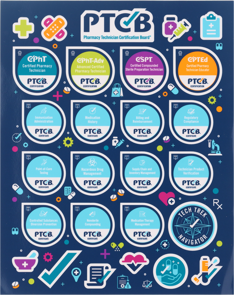 PTCB Credential Sticker Sheet - (8" x 10")